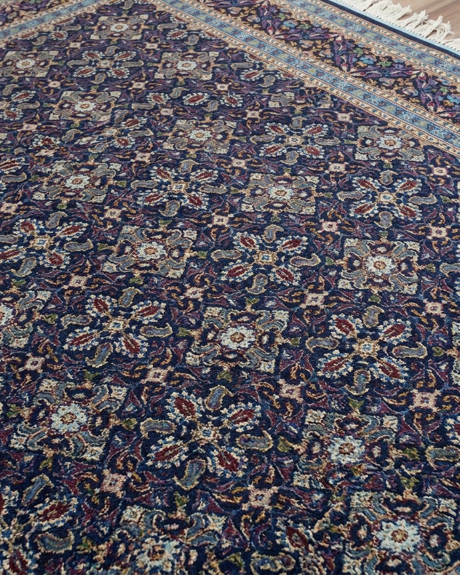 Moud Herati All-Over Navy, Moud, Iran persian rug, in navy blue, Wool, 299x396 cm, Nasim Carpets Malaysia — view 3