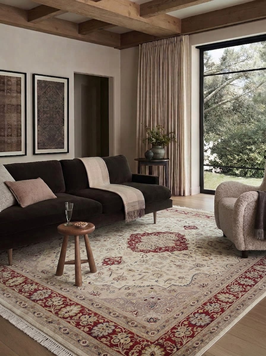 Tabriz Medallion Ivory, Tabriz, Iran persian rug, in ivory, Wool, 274x375 cm, Nasim Carpets Malaysia — view 2