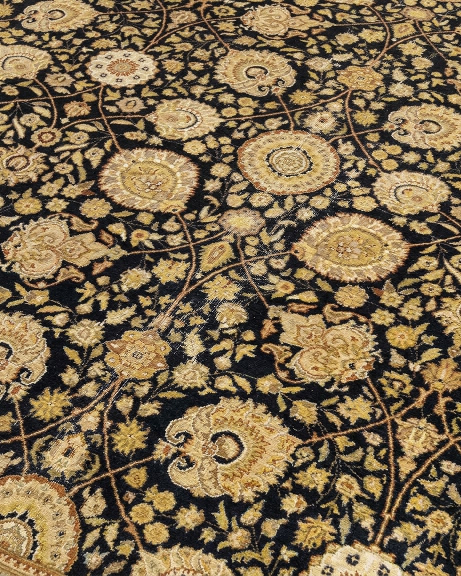 Tabriz Shah Abbasi Black, Lahore, Pakistan persian rug, in midnight black, Wool, 274x372 cm, Nasim Carpets Malaysia — view 3