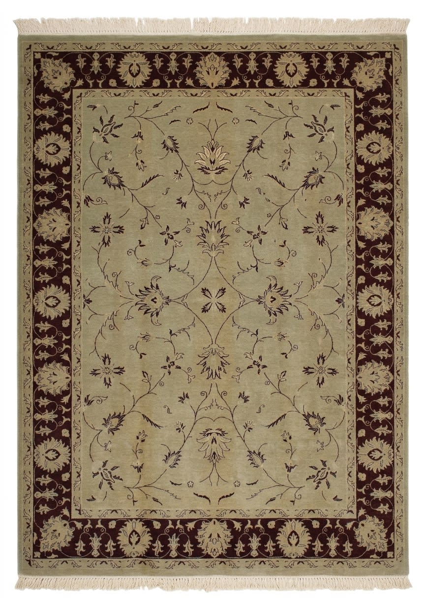 Peshawar Vine Scroll Sage, Peshawar, Pakistan persian rug, in sage green, Wool, 274x366 cm, Nasim Carpets Malaysia — view 1