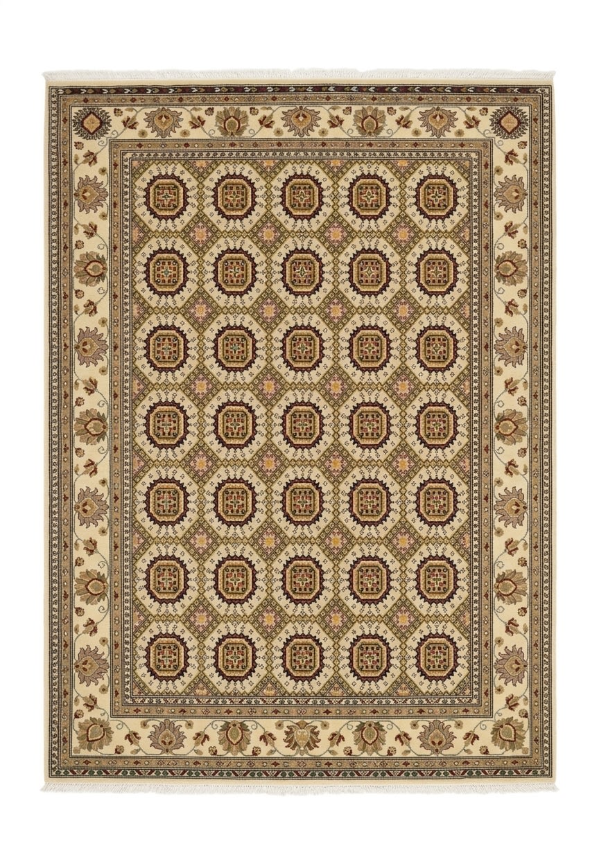 Bukhara Tekke Gul Ivory, Peshawar, Pakistan persian rug, in ivory, Wool, 302x402 cm, Nasim Carpets Malaysia — view 1