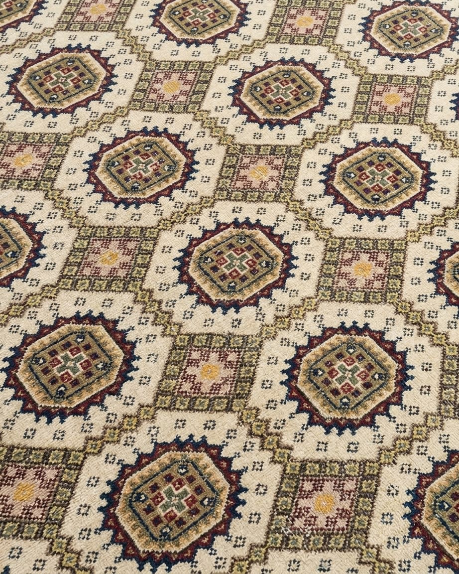 Bukhara Tekke Gul Ivory, Peshawar, Pakistan persian rug, in ivory, Wool, 302x402 cm, Nasim Carpets Malaysia — view 3