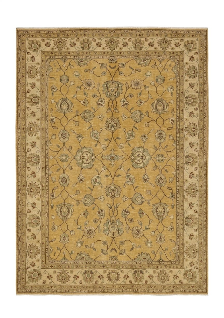 Kashan All-Over Floral Gold, Kashan, Iran persian rug, in antique gold, Wool, 302x378 cm, Nasim Carpets Malaysia — view 1