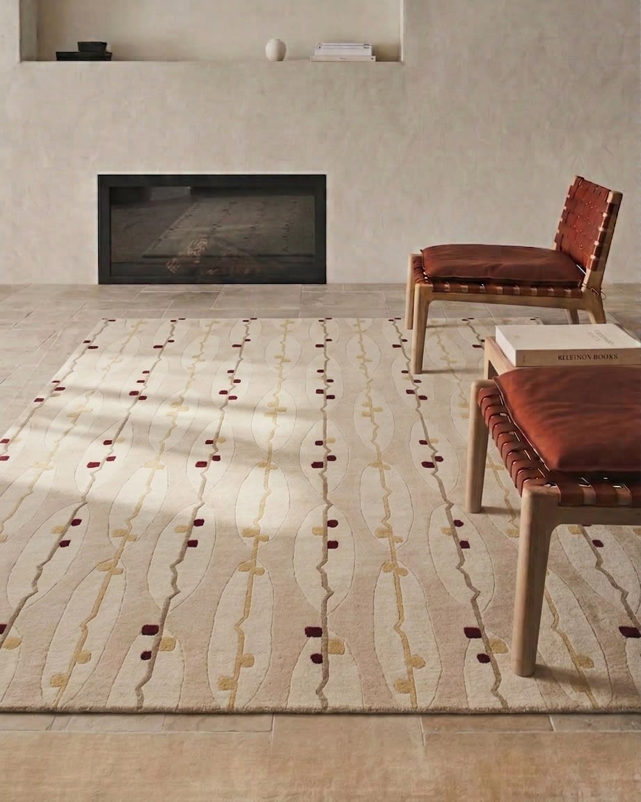 Tibetan Vine Scroll Cream, Nepal modern rug, in cream, Wool, 180x256 cm, Nasim Carpets Malaysia — view 2