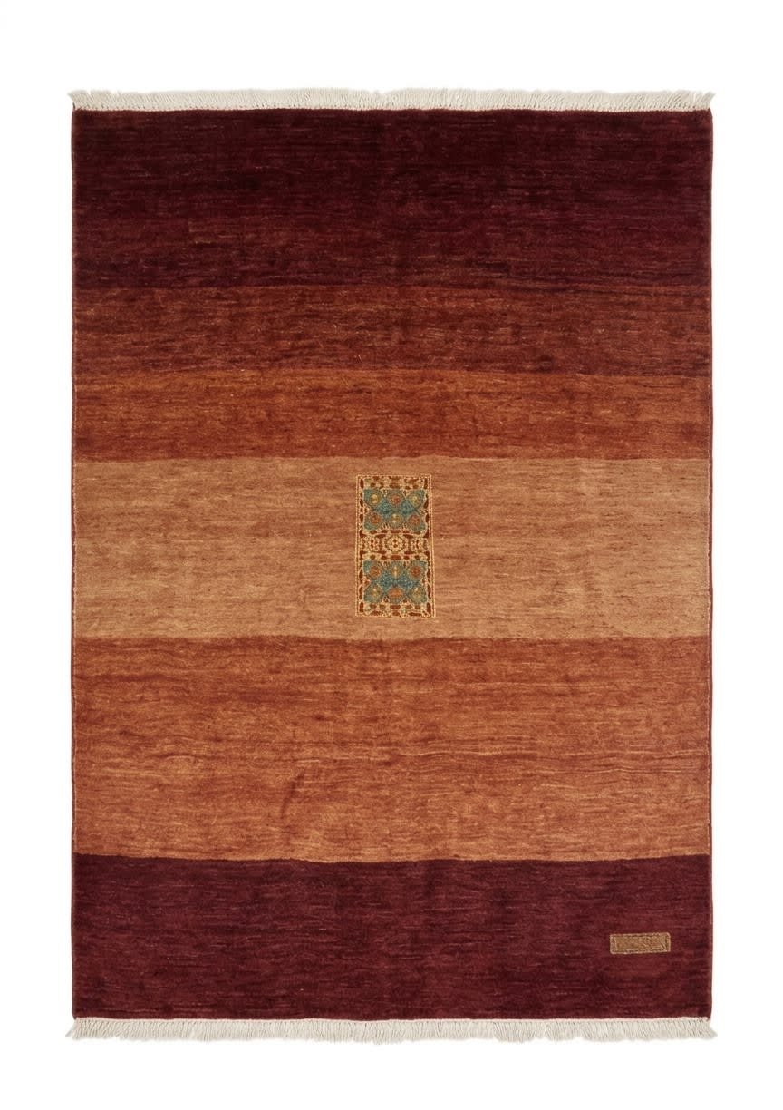 Gabbeh Minimalist Medallion Rust, Fars Province, Iran modern rug, in terracotta rust, Wool, 244x317 cm, Nasim Carpets Malaysia — view 1
