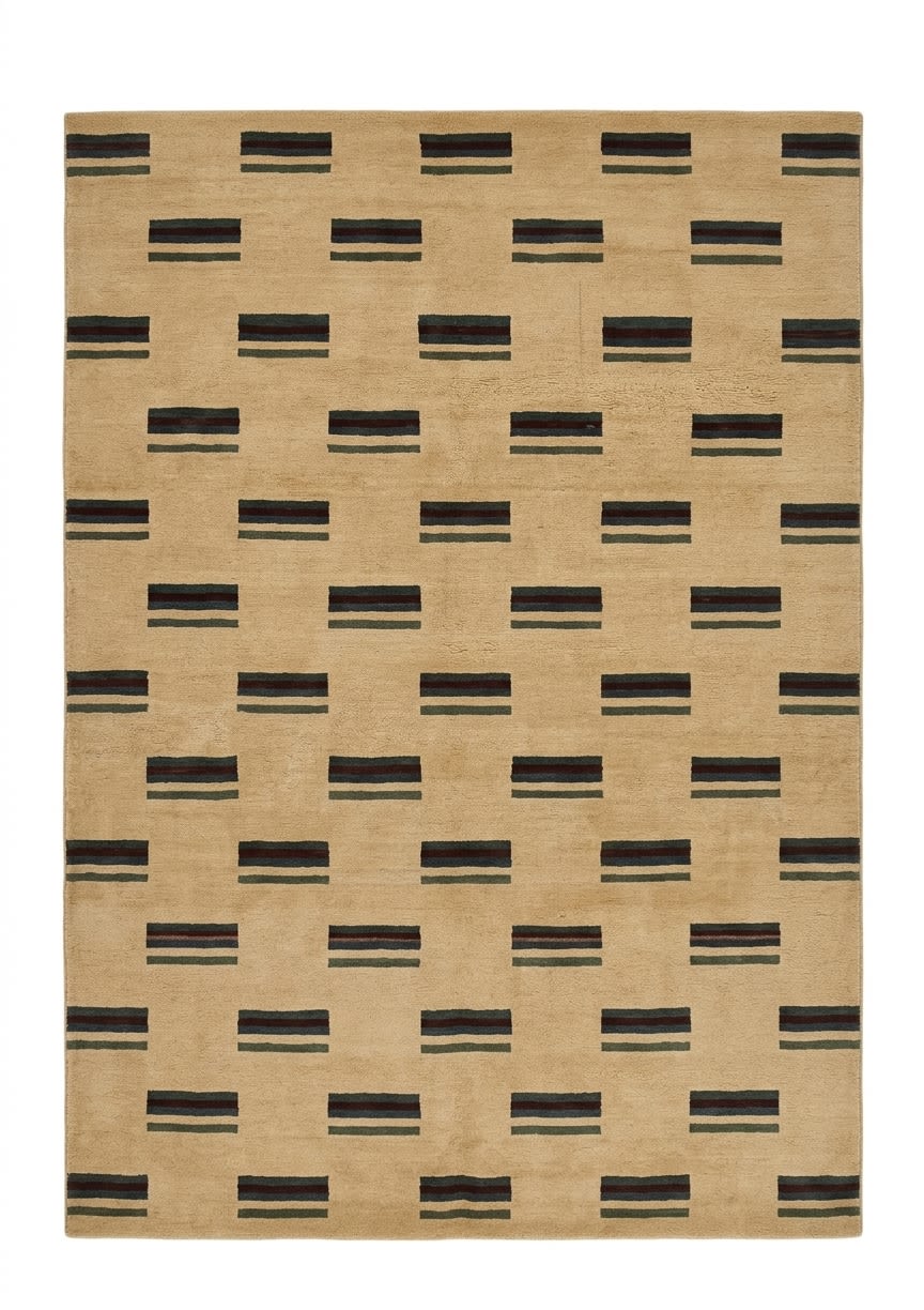 Gabbeh Stripe Grid Sand, Fars Province, Iran modern rug, in sand, Wool, 183x244 cm, Nasim Carpets Malaysia — view 1