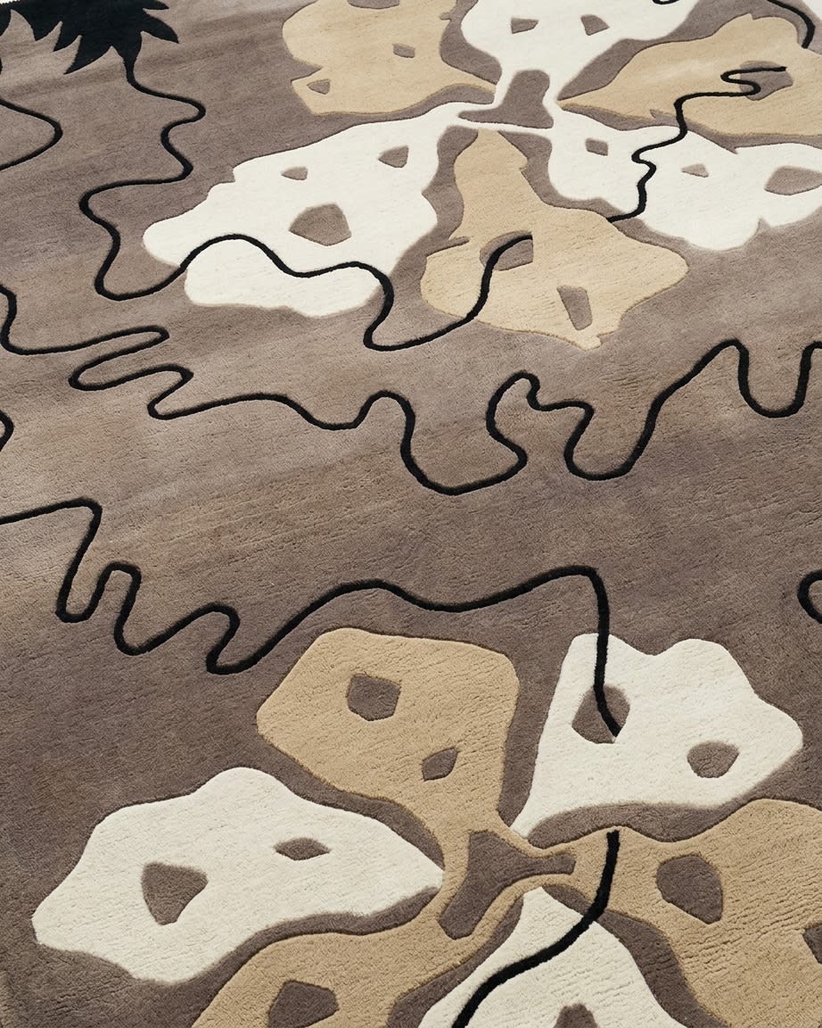 Tibetan Abstract Organic Taupe, Nepal modern rug, in taupe, Wool, 177x241 cm, Nasim Carpets Malaysia — view 3