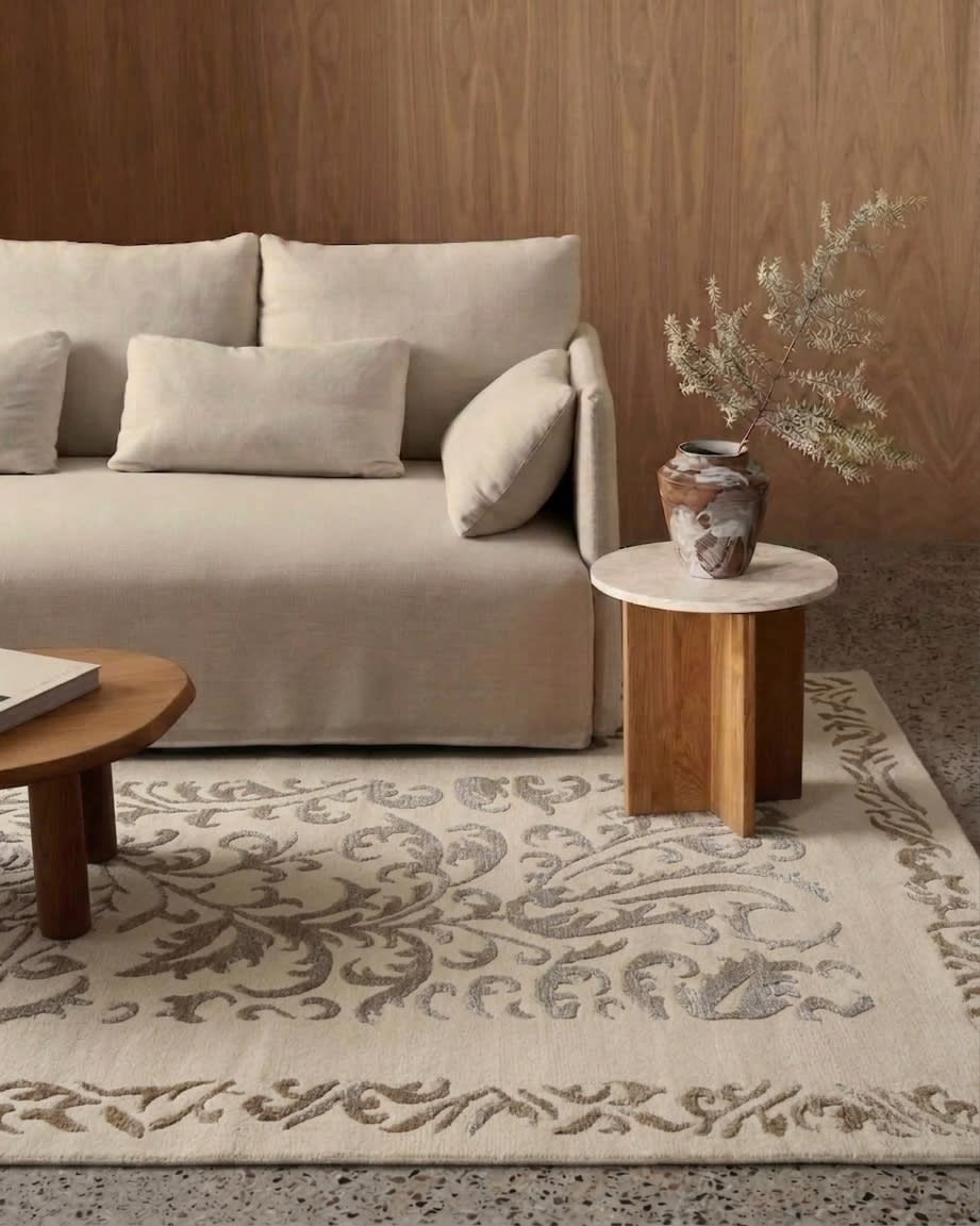 Tibetan Acanthus Scroll Ivory, Nepal modern rug, in ivory, Wool, 91x152 cm, Nasim Carpets Malaysia — view 2