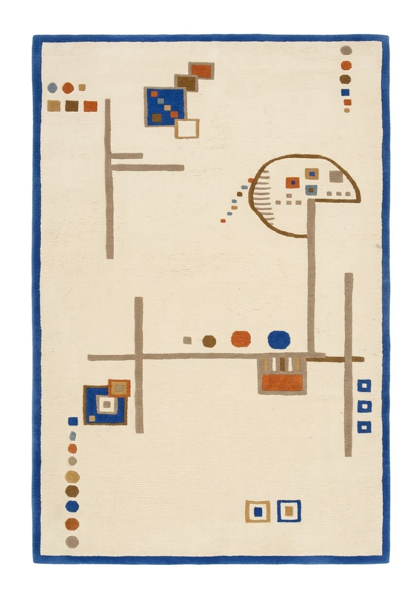Tibetan Bauhaus Geometric Cream, Nepal modern rug, in cream, Wool, 91x152 cm, Nasim Carpets Malaysia — view 1