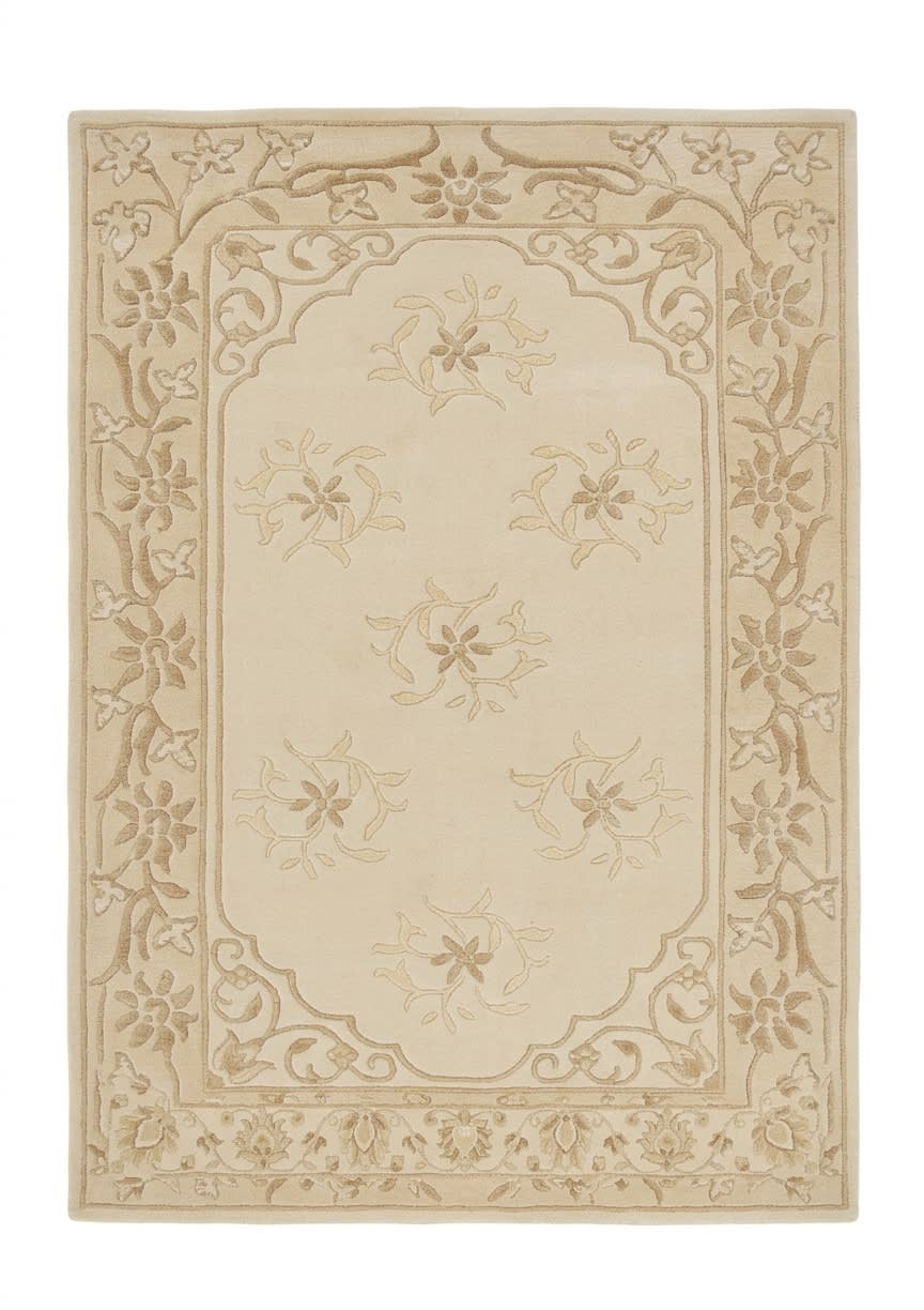 Aubusson Floral Medallion Ivory, Aubusson, France modern rug, in ivory, Wool, 91x152 cm, Nasim Carpets Malaysia — view 1