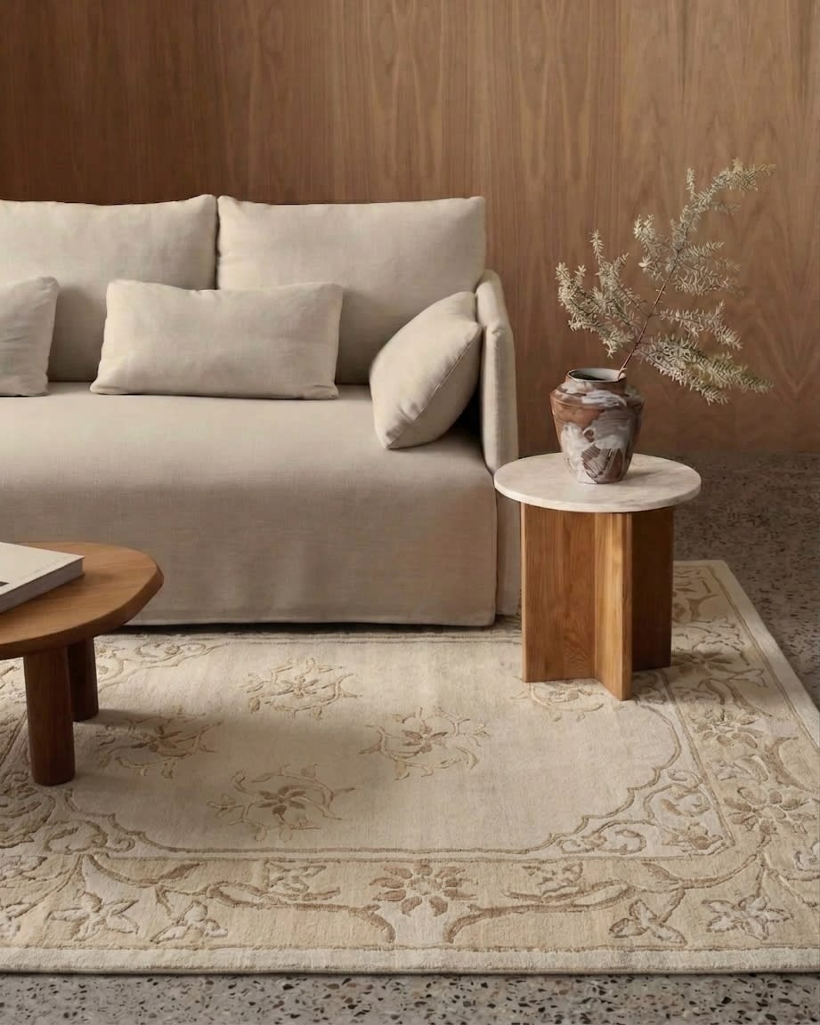 Aubusson Floral Medallion Ivory, Aubusson, France modern rug, in ivory, Wool, 91x152 cm, Nasim Carpets Malaysia — view 2