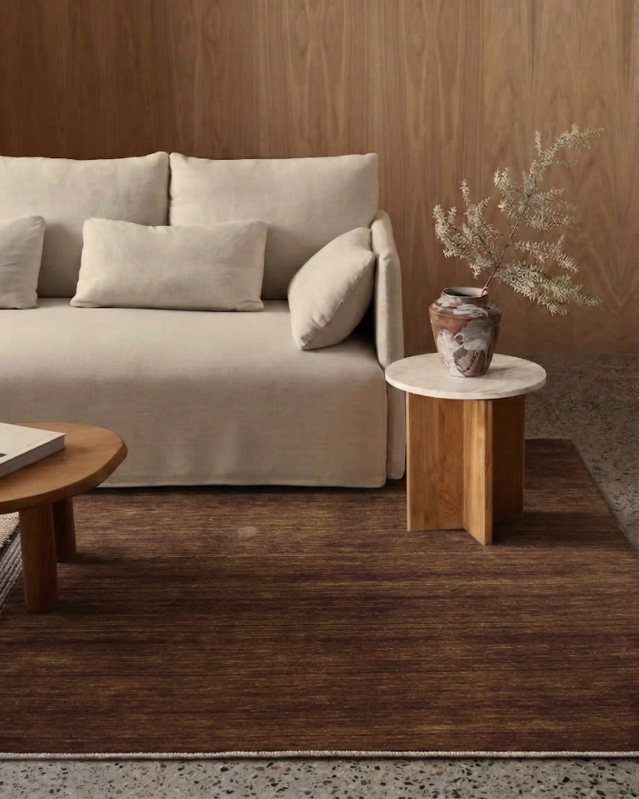 Gabbeh Solid Brown, Fars Province, Iran modern rug, in chocolate brown, Wool, 244x305 cm, Nasim Carpets Malaysia — view 2