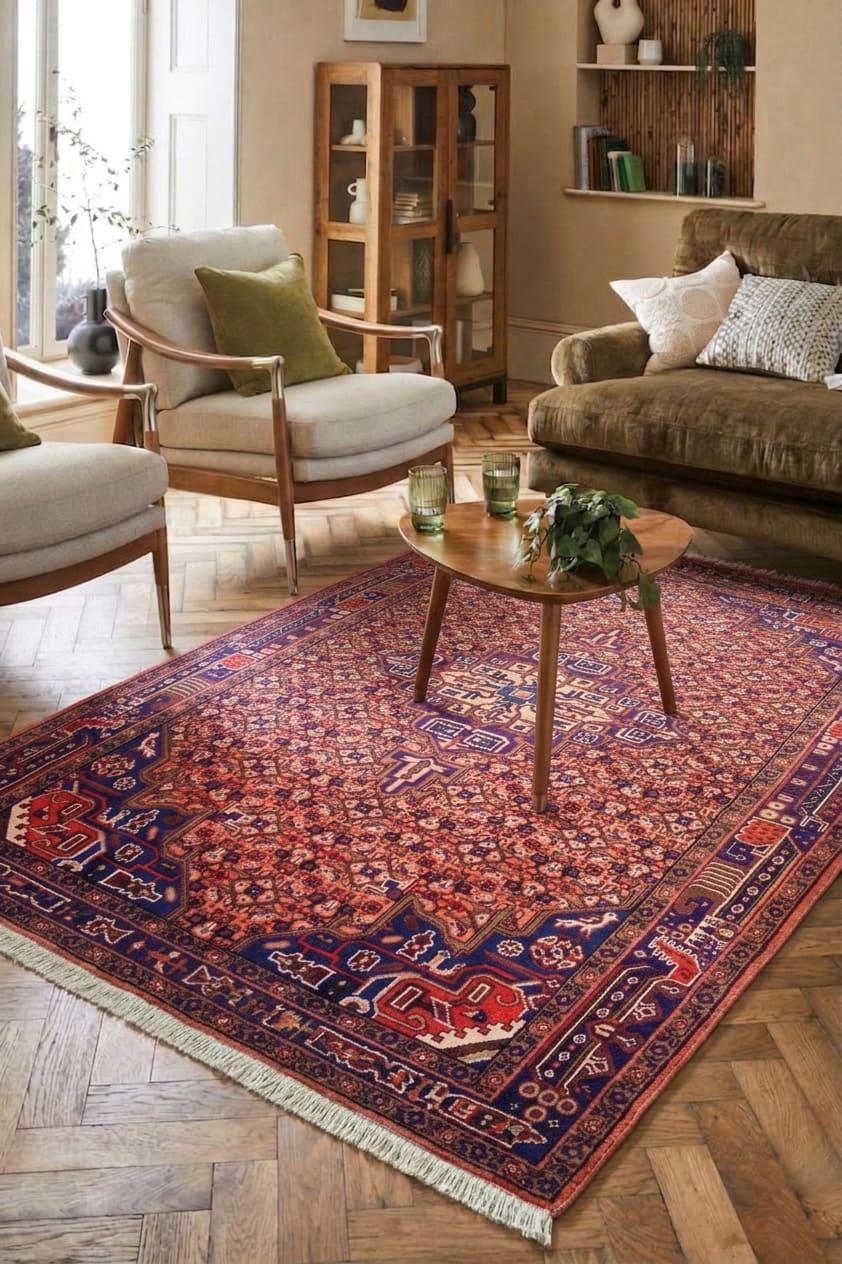 Koliai Herati Medallion Salmon, Koliai, Kurdistan, Iran persian rug, in red, Wool, 91x152 cm, Nasim Carpets Malaysia — view 2