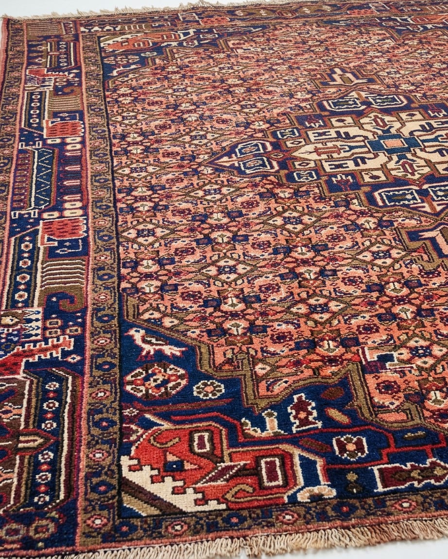 Koliai Herati Medallion Salmon, Koliai, Kurdistan, Iran persian rug, in red, Wool, 91x152 cm, Nasim Carpets Malaysia — view 3