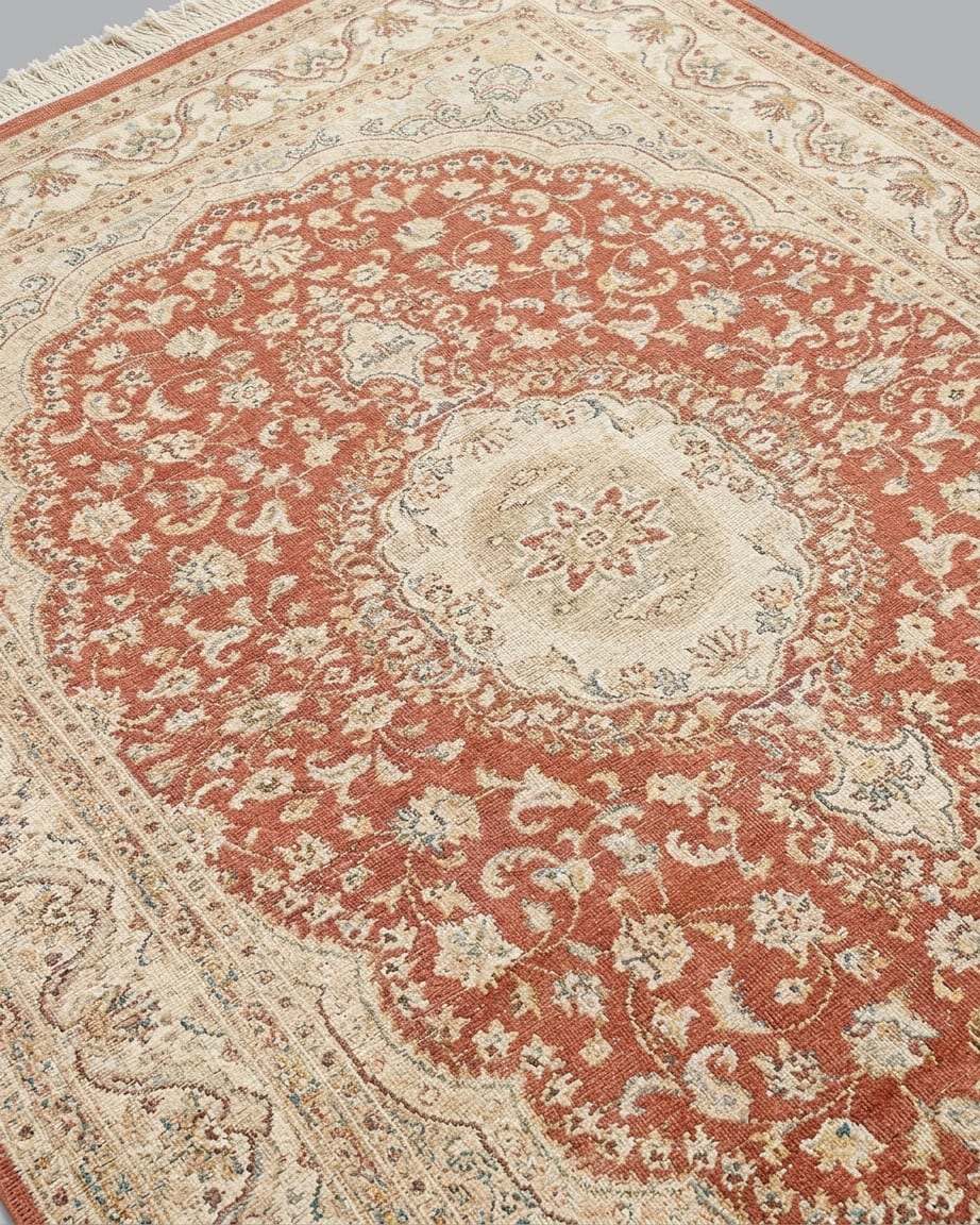 Tabriz Medallion Rust, Tabriz, Pakistan persian rug, in terracotta rust, Wool, 122x198 cm, Nasim Carpets Malaysia — view 3