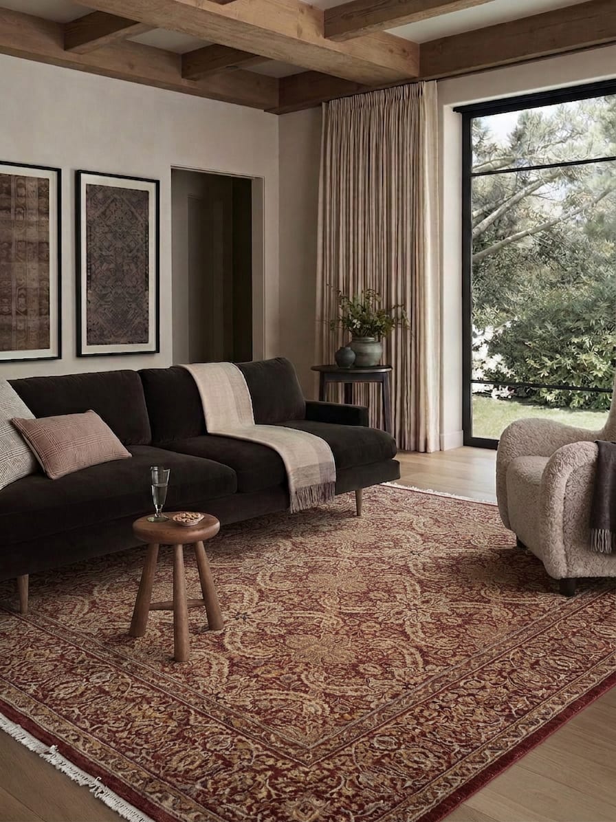 Pak Tabriz Paisley Lattice Burgundy, Lahore, Pakistan persian rug, in red, Wool, 250x323 cm, Nasim Carpets Malaysia — view 2