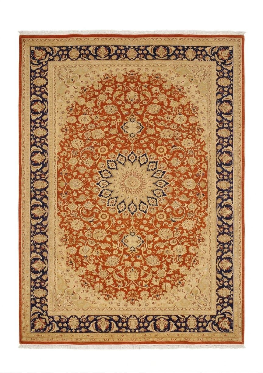 Isfahan Medallion Rust, Isfahan, Pakistan persian rug, in terracotta rust, Wool, 152x253 cm, Nasim Carpets Malaysia — view 1