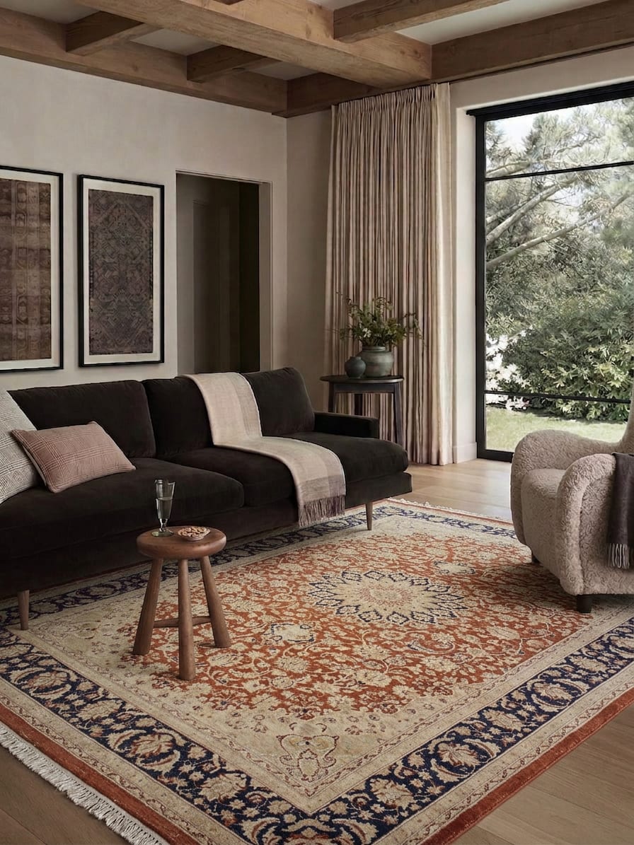 Isfahan Medallion Rust, Isfahan, Pakistan persian rug, in terracotta rust, Wool, 152x253 cm, Nasim Carpets Malaysia — view 2