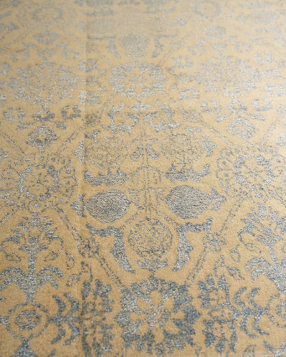 Indian Damask Silver Gold, Jaipur, India modern rug, in gold, Wool, 91x162 cm, Nasim Carpets Malaysia — view 3
