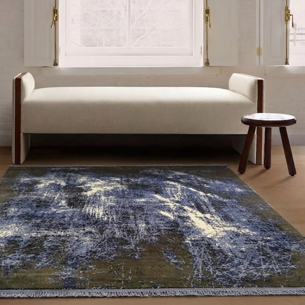 Pierre Cardin Abstract Indigo, Turkey modern rug, in indigo blue, Viscose, 165x241 cm, Nasim Carpets Malaysia — view 2