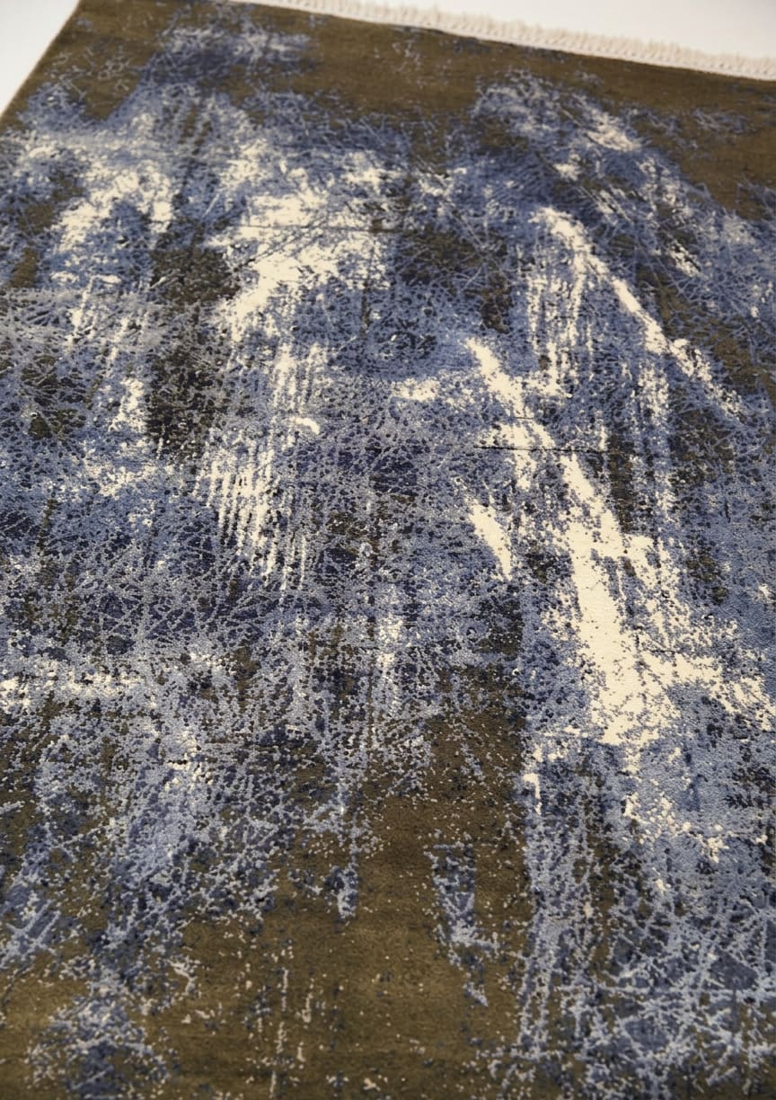 Pierre Cardin Abstract Indigo, Turkey modern rug, in indigo blue, Viscose, 165x241 cm, Nasim Carpets Malaysia — view 3