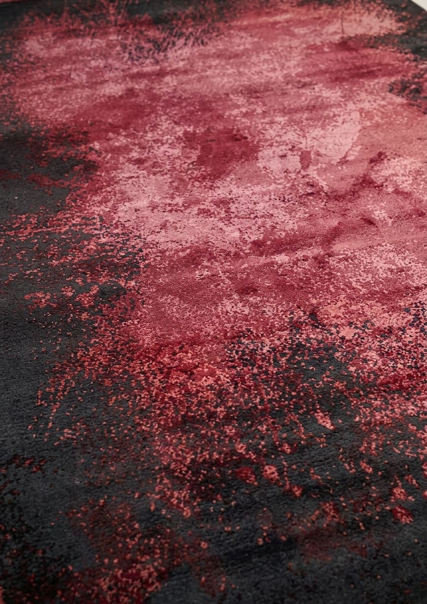 Belgian Abstract Splash Crimson, Belgium modern rug, in crimson red, Wool, 201x299 cm, Nasim Carpets Malaysia — view 3