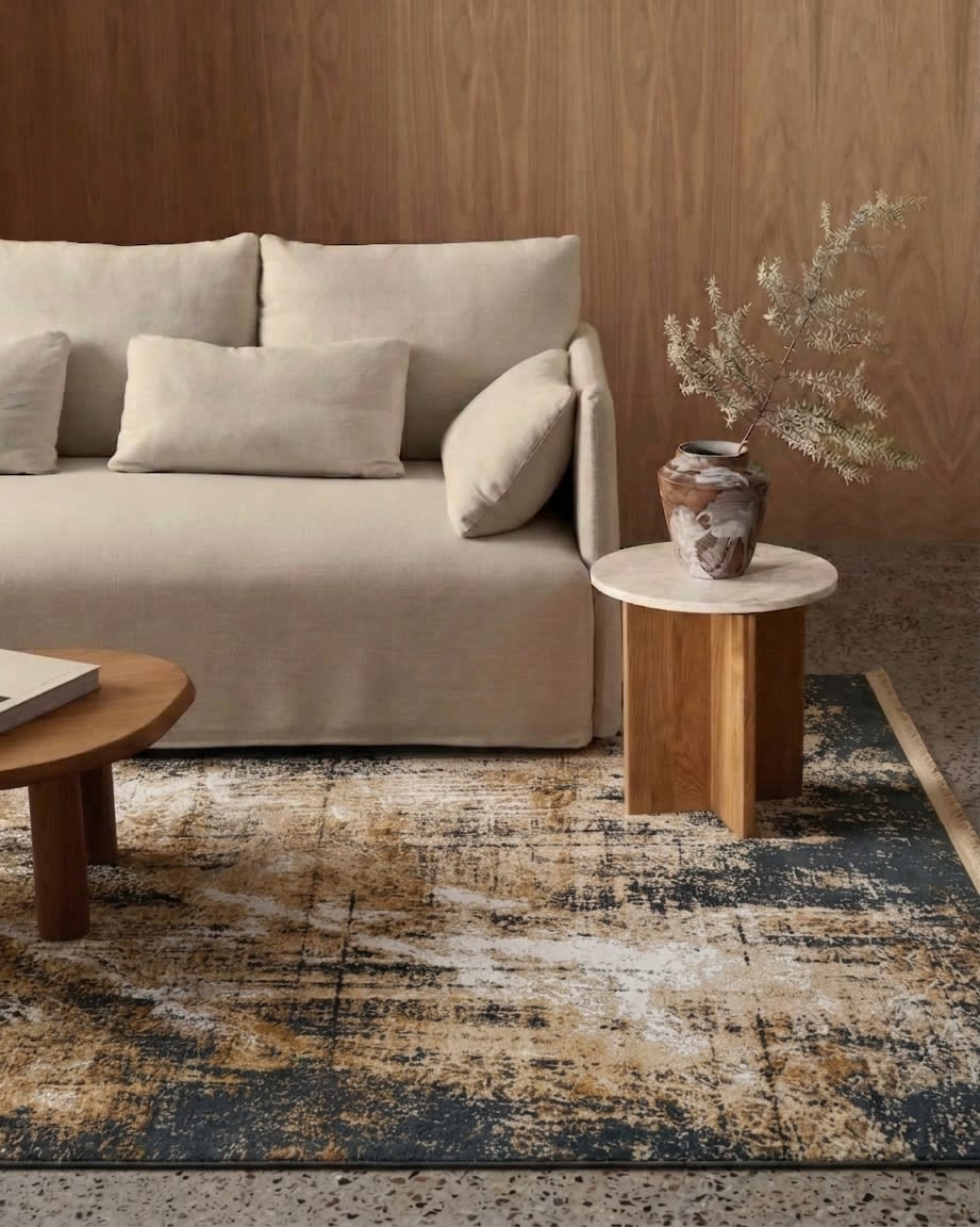 European Abstract Distressed Charcoal, Belgium modern rug, in charcoal, Viscose, 152x241 cm, Nasim Carpets Malaysia — view 2