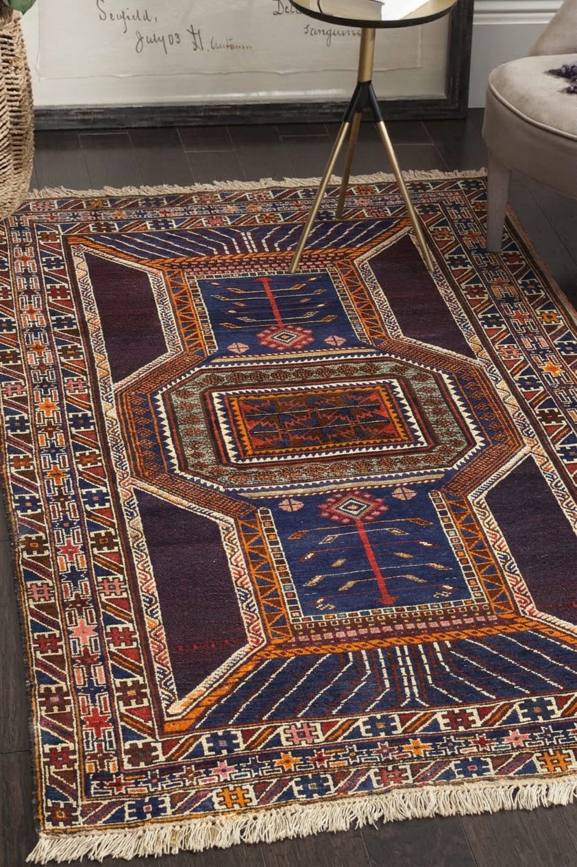Shirvan Tree of Life Navy, Shirvan tribal rug, in navy blue, Wool, 121x182 cm, Nasim Carpets Malaysia — view 2