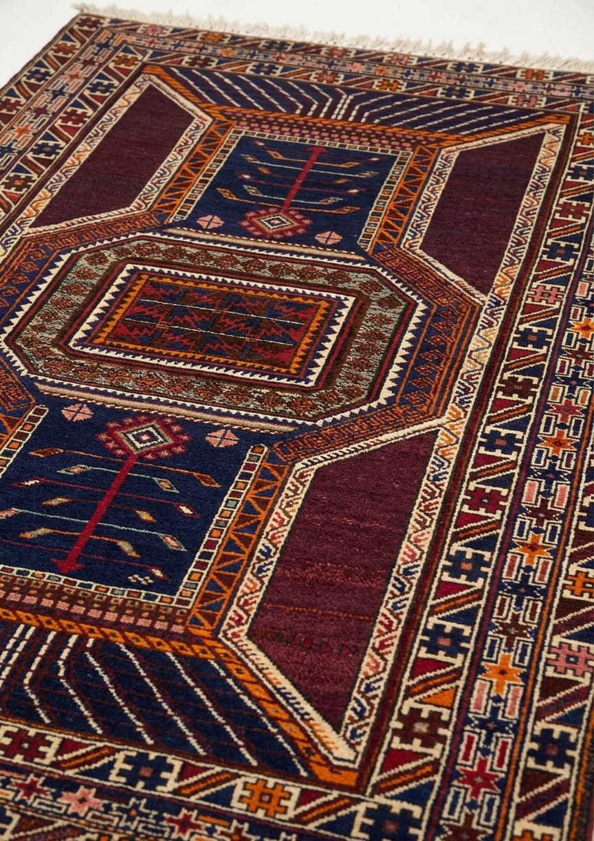 Shirvan Tree of Life Navy, Shirvan tribal rug, in navy blue, Wool, 121x182 cm, Nasim Carpets Malaysia — view 3