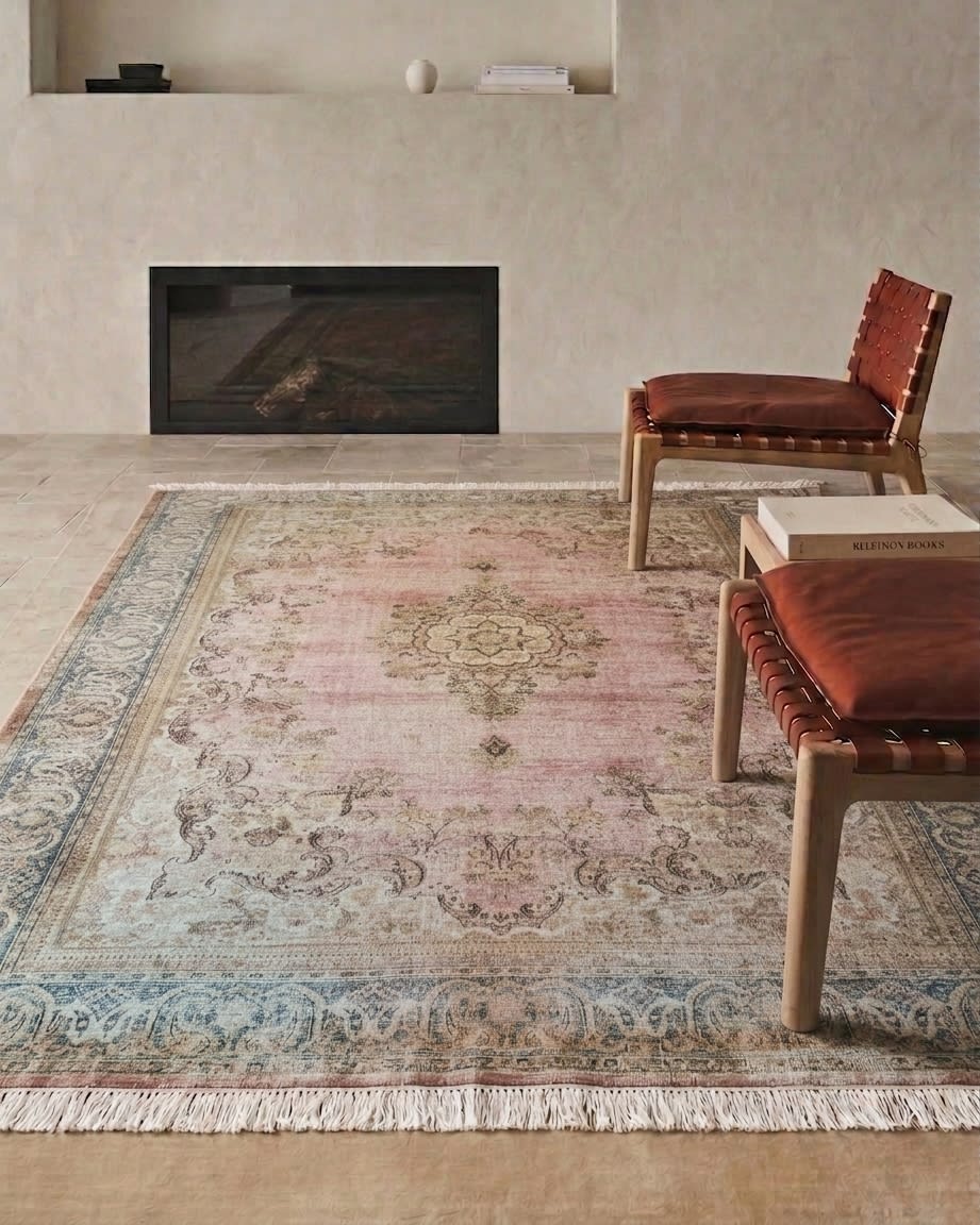 Kerman Medallion Faded Rose, Kerman persian rug, in rose pink, Wool, 243x304 cm, Nasim Carpets Malaysia — view 2