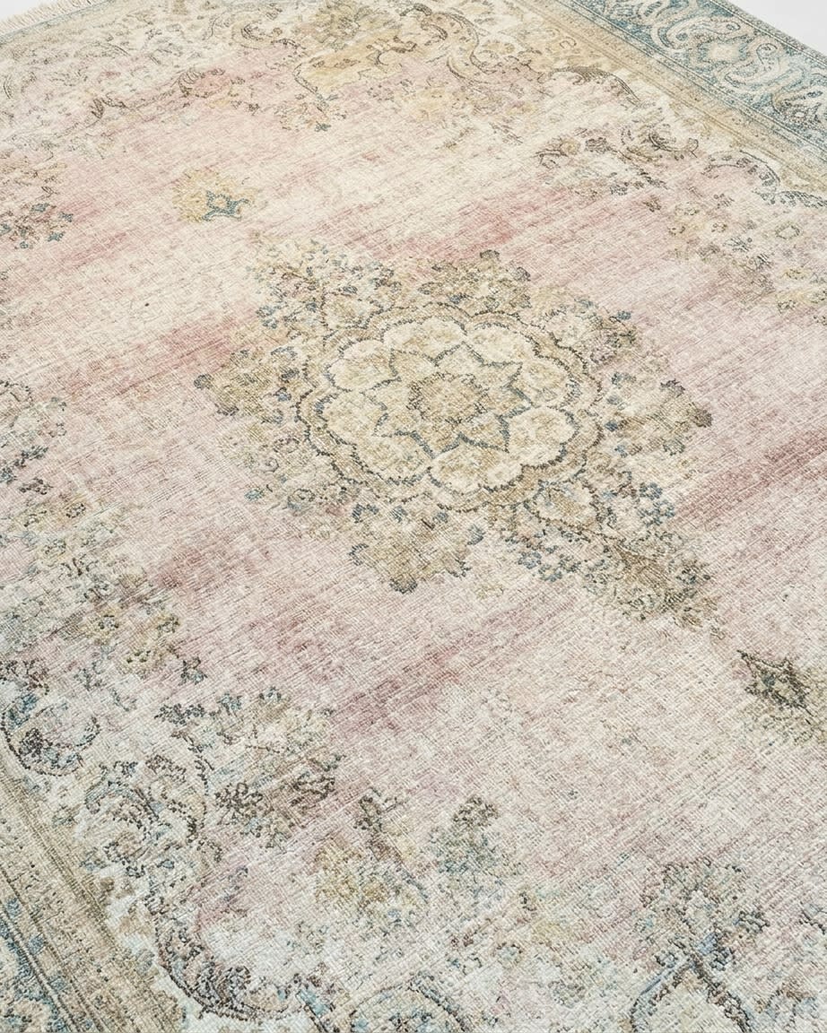 Kerman Medallion Faded Rose, Kerman persian rug, in rose pink, Wool, 243x304 cm, Nasim Carpets Malaysia — view 3