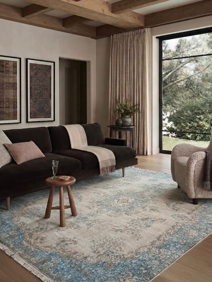 Kerman Medallion Ice Blue, Kerman persian rug, in ice blue, Wool, 243x304 cm, Nasim Carpets Malaysia — view 2
