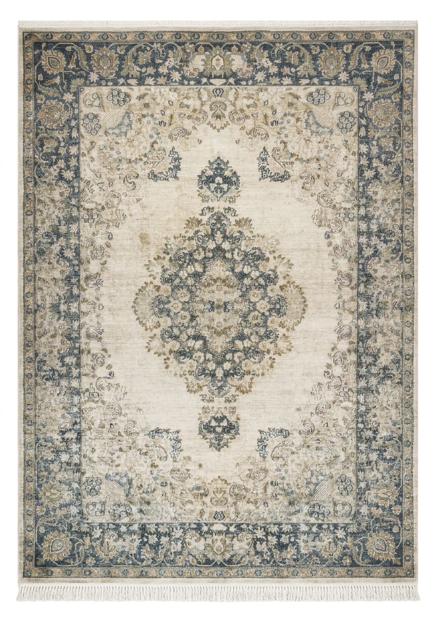 Tabriz Floral Medallion Ivory, Tabriz persian rug, in ivory, Wool, 296x378 cm, Nasim Carpets Malaysia — view 1
