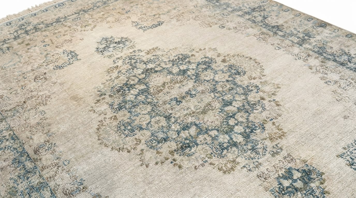 Tabriz Floral Medallion Ivory, Tabriz persian rug, in ivory, Wool, 296x378 cm, Nasim Carpets Malaysia — view 3