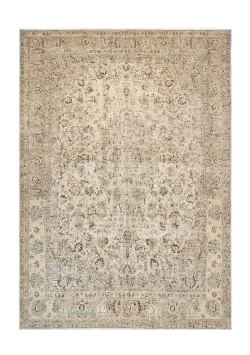 Kerman Mina Khani Faded Ivory, Kerman persian rug, in beige, Wool, 213x304 cm, Nasim Carpets Malaysia — view 1