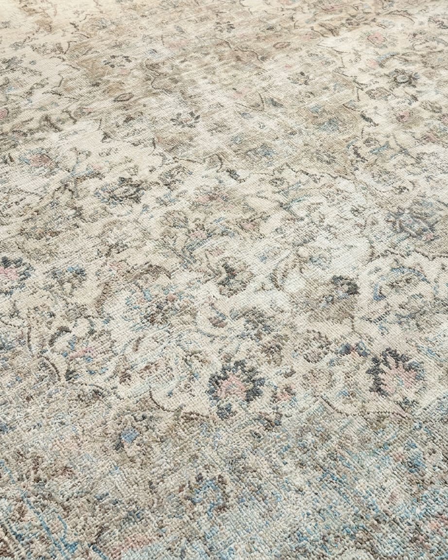 Kerman Mina Khani Faded Ivory, Kerman persian rug, in beige, Wool, 213x304 cm, Nasim Carpets Malaysia — view 3