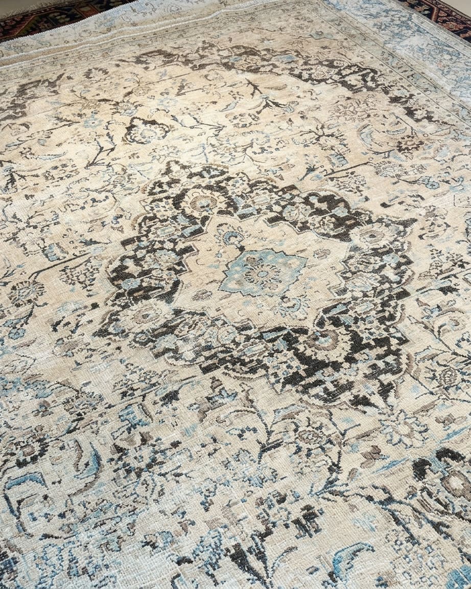 Tabriz Shah Abbas Medallion Ivory, Tabriz persian rug, in ivory, Wool, 182x274 cm, Nasim Carpets Malaysia — view 3