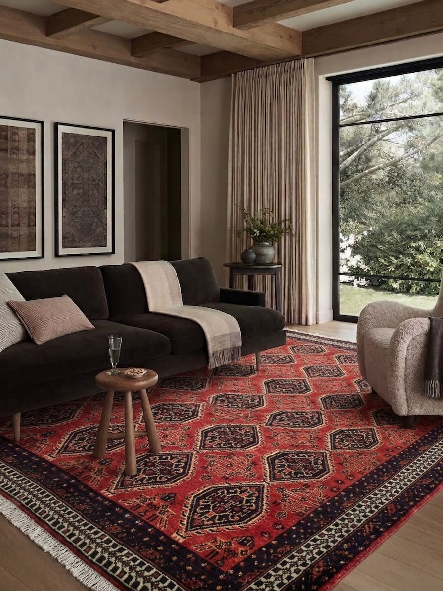 Afshar Lattice Diamond Red, Afshar, Iran tribal rug, in madder red, Wool, 171x244 cm, Nasim Carpets Malaysia — view 2