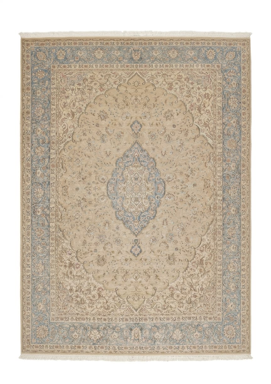 Tabriz Medallion Soft Beige, Tabriz persian rug, in soft beige, Wool, 299x369 cm, Nasim Carpets Malaysia — view 1