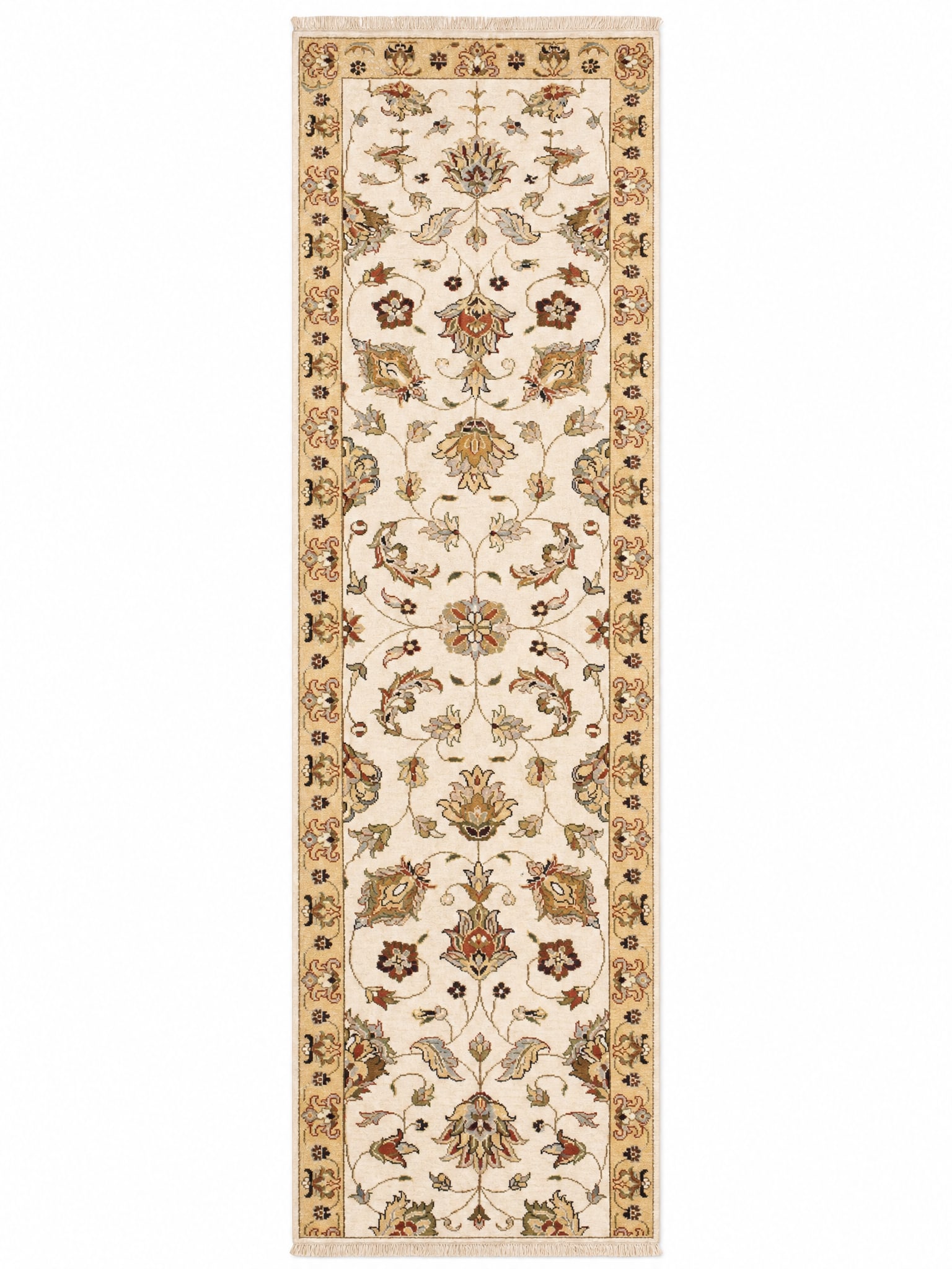 Agra Floral Vine Ivory, Agra, India persian rug, in ivory, Wool, 79x305 cm, Nasim Carpets Malaysia — view 1