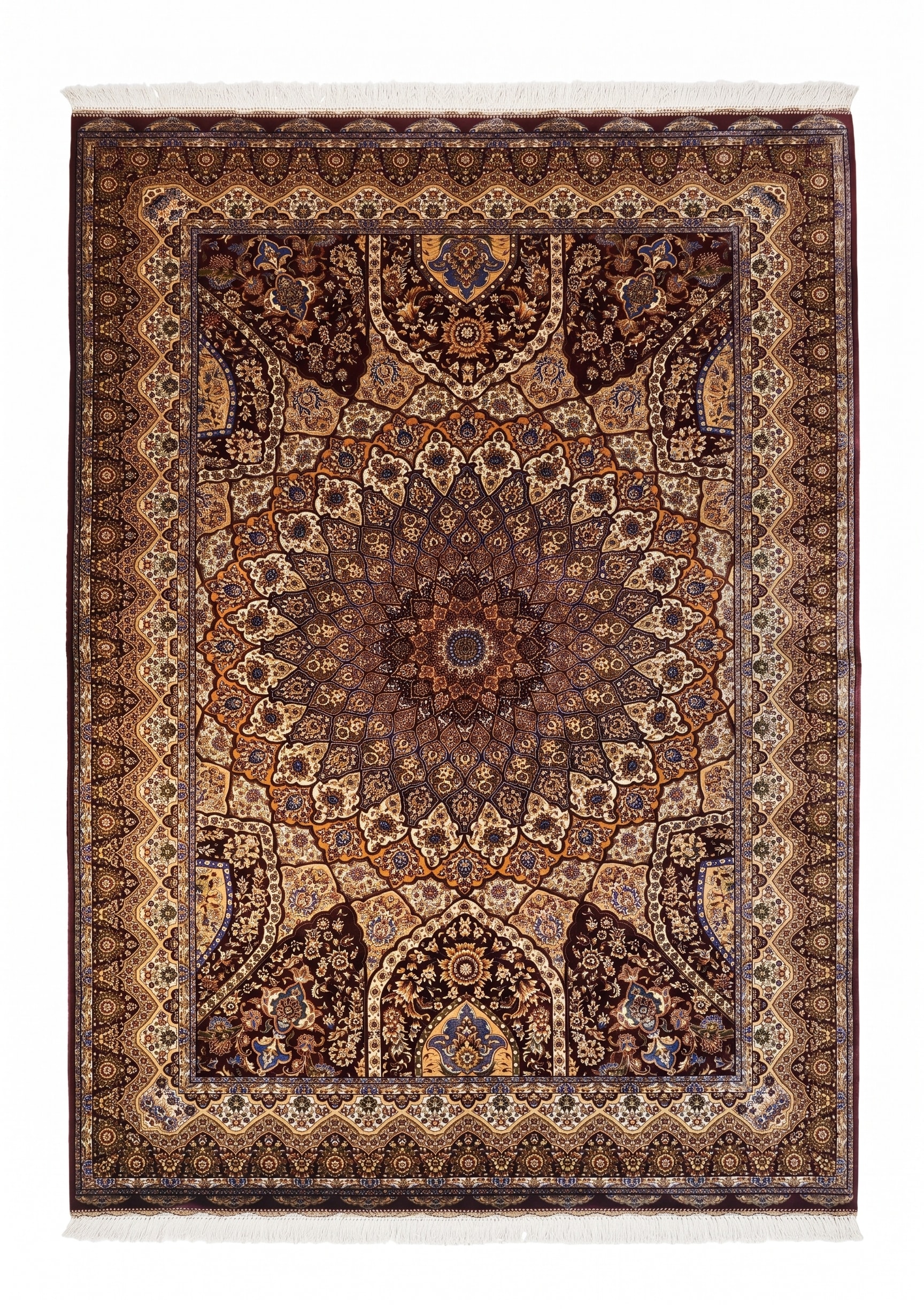 Isfahan Gonbad Medallion Burgundy, Iran bespoke rug, in burgundy, Viscose, 91x152 cm, Nasim Carpets Malaysia — view 1