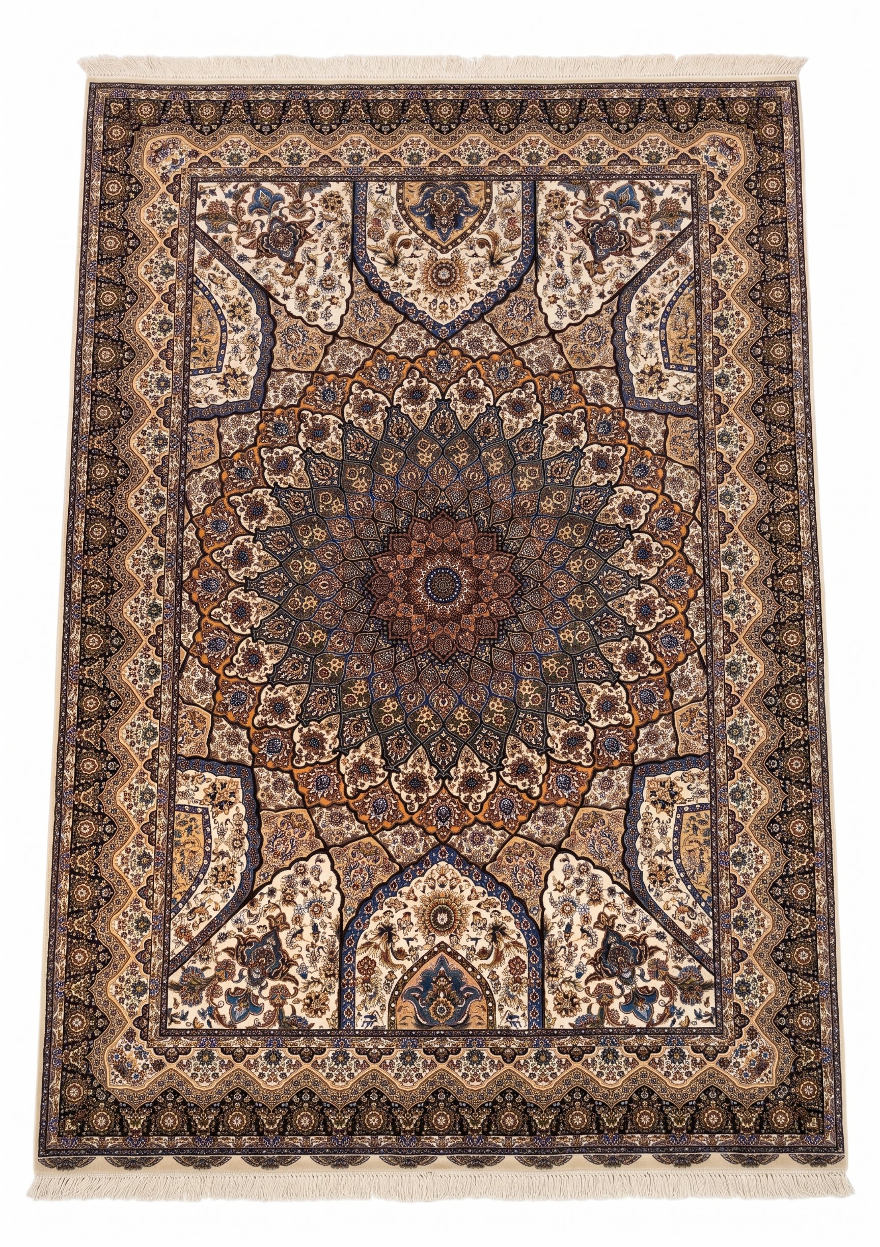 Isfahan Dome Medallion Ivory, Isfahan, Iran bespoke rug, in ivory, Viscose, 91x152 cm, Nasim Carpets Malaysia — view 1