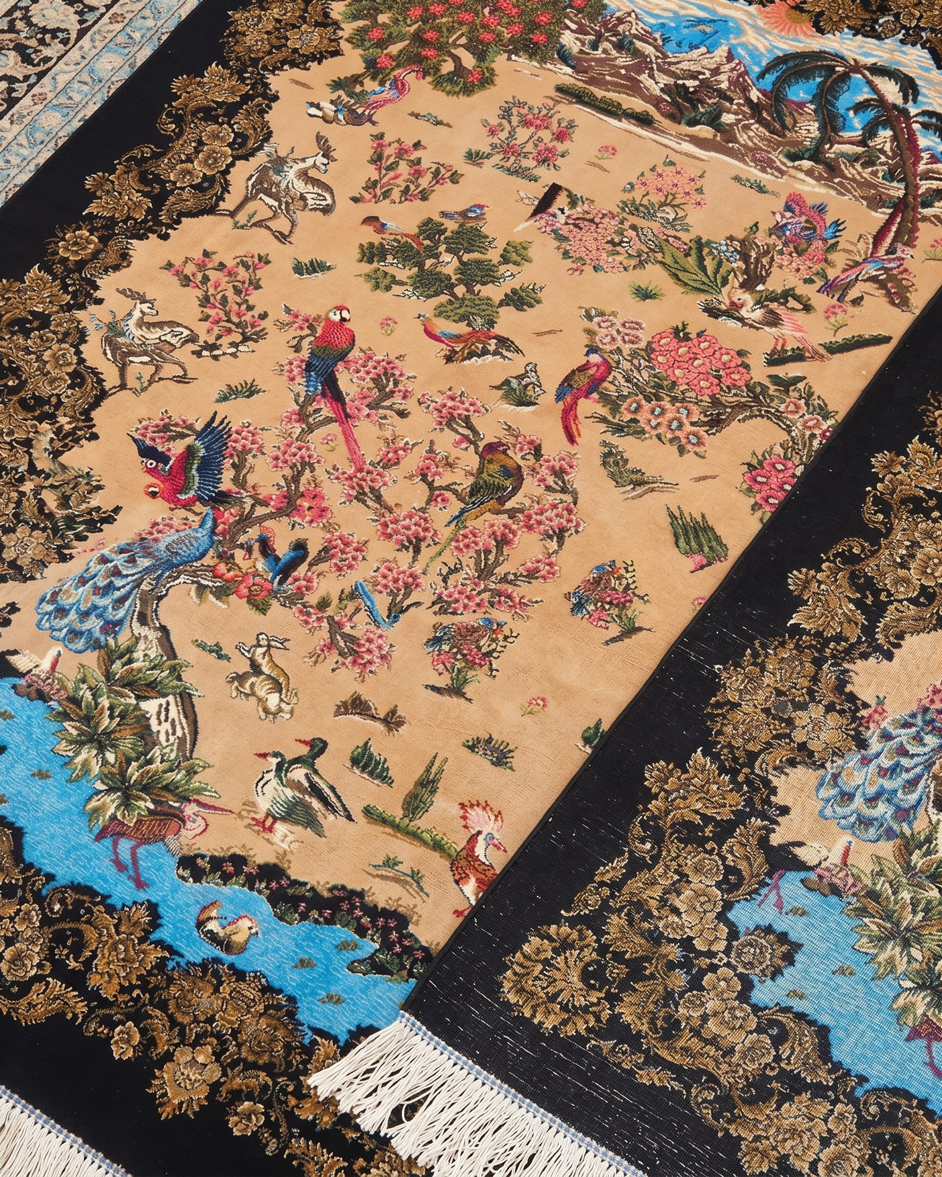 Qom Tree of Life Ebony, Qom, Iran bespoke rug, in camel, Viscose, 91x152 cm, Nasim Carpets Malaysia — view 3
