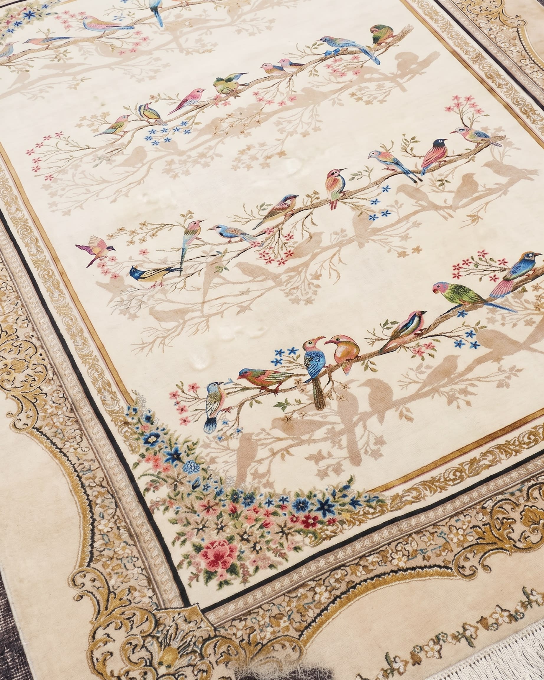 Qom Aviary Garden Ivory, Qom, Iran bespoke rug, in ivory, Wool, 91x152 cm, Nasim Carpets Malaysia — view 3