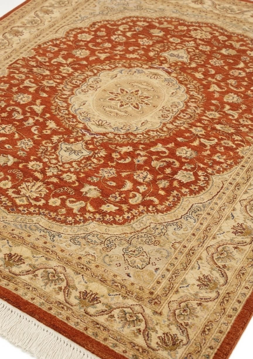 Tabriz Medallion Rust, Tabriz, Pakistan persian rug, in terracotta rust, Wool, 122x198 cm, Nasim Carpets Malaysia — view 3