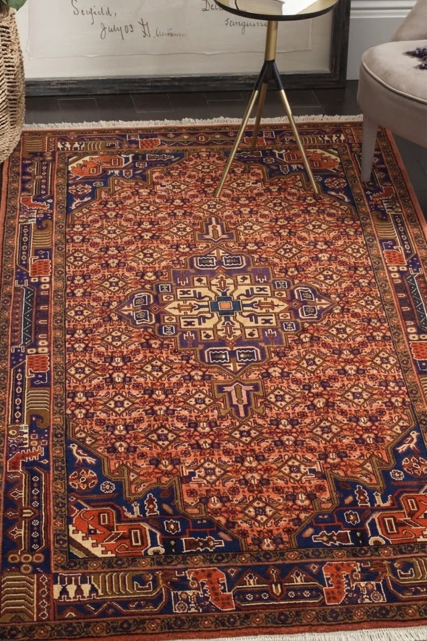 Koliai Herati Medallion Salmon, Koliai, Kurdistan, Iran persian rug, in red, Wool, 91x152 cm, Nasim Carpets Malaysia — view 2