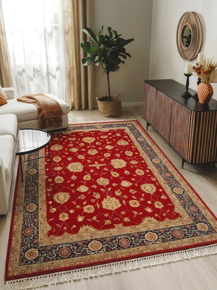 Kerman Shah Abbasi Red, Iran persian rug, in madder red, Wool, 283x415 cm, Nasim Carpets Malaysia — view 2