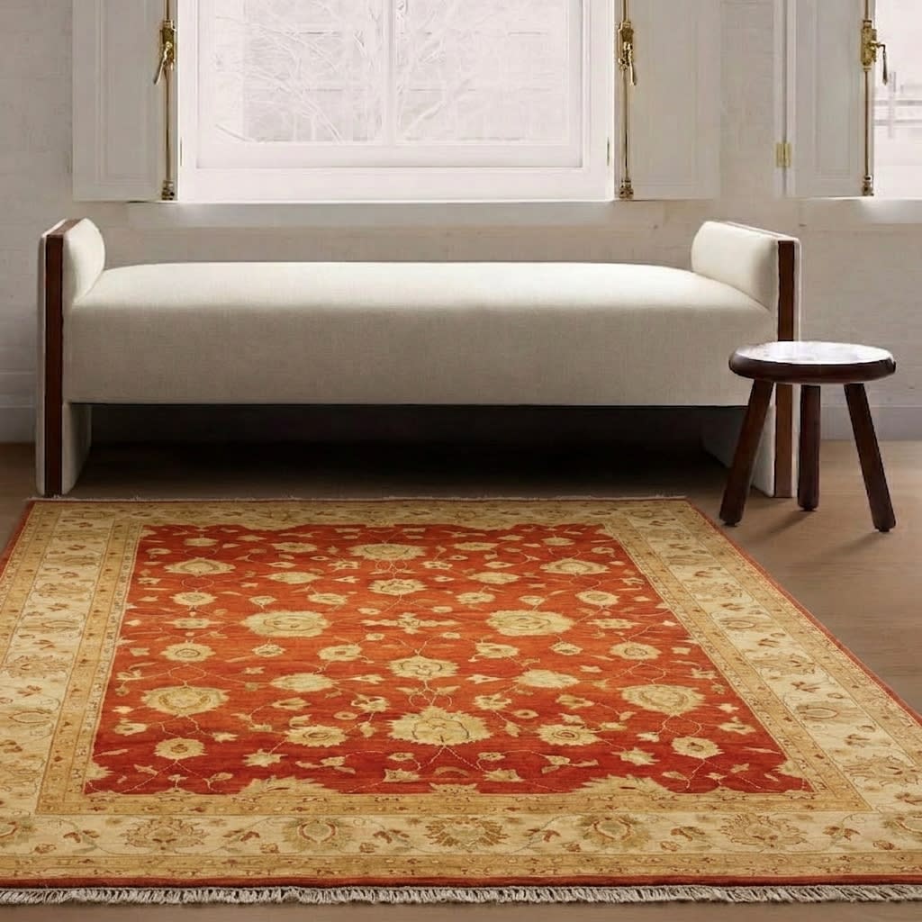 Peshawar Ziegler All-Over Rust, Pakistan persian rug, in terracotta rust, Wool, 183x274 cm, Nasim Carpets Malaysia — view 2