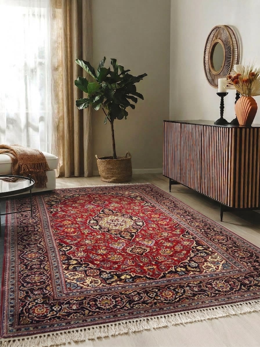 Classic Kashan, Kashan persian rug, in red, Wool, 244x305 cm, Nasim Carpets Malaysia — view 2