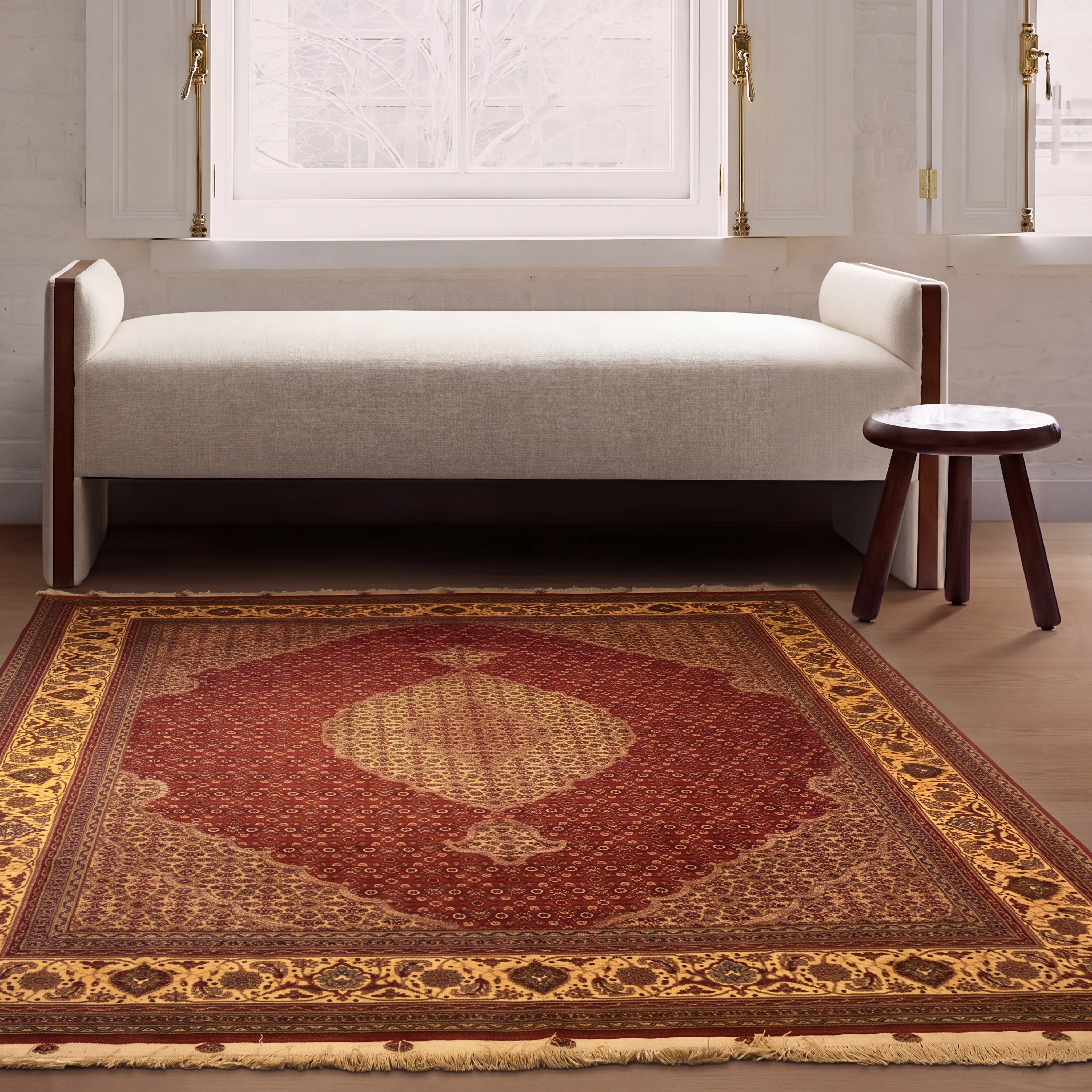 Tabriz Mahi Masterpiece, Tabriz persian rug, in red, Silk and Wool, 152x244 cm, Nasim Carpets Malaysia — view 2
